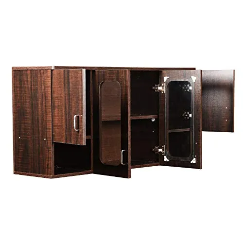 Hexagon Furnitures Wooden Orchid Dark Glossy 4 Door Modular Kitchen Cabinet (Brown)