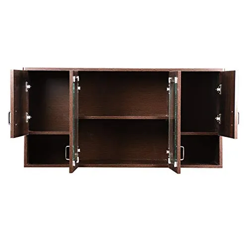 Hexagon Furnitures Wooden Orchid Dark Glossy 4 Door Modular Kitchen Cabinet (Brown)
