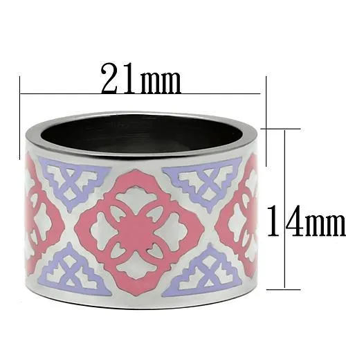 High polished (no plating) Stainless Steel Ring with Epoxy in Multi Color for Women Style TK676