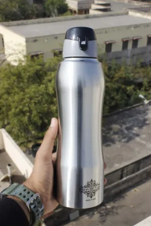 Indian Art Villa Pure Stainless Steel  Bottle Enorgonomic Design New Sipper Cap Plain Matt