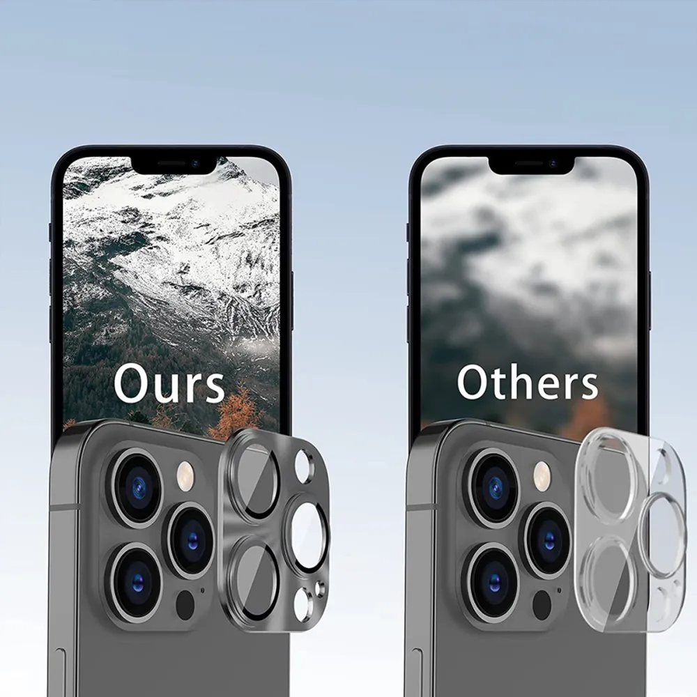 iPhone 16 Pro / iPhone 16 Pro Max Alu Ultra Clear Camera Lens Protector Full Protection with Armored Glass - Grey
