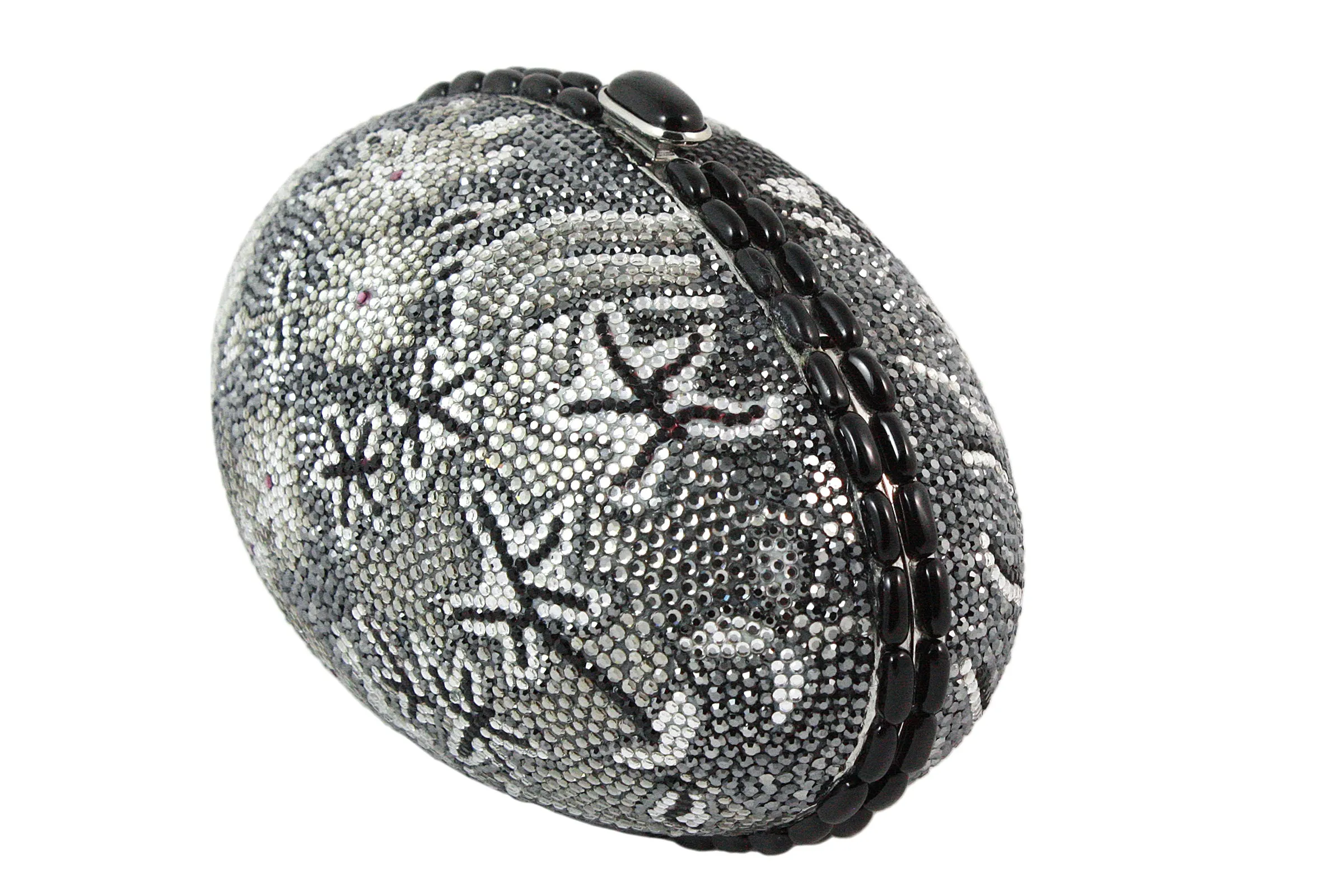 JUDITH LEIBER Black Grey & Silver Rhinestone Egg Clutch