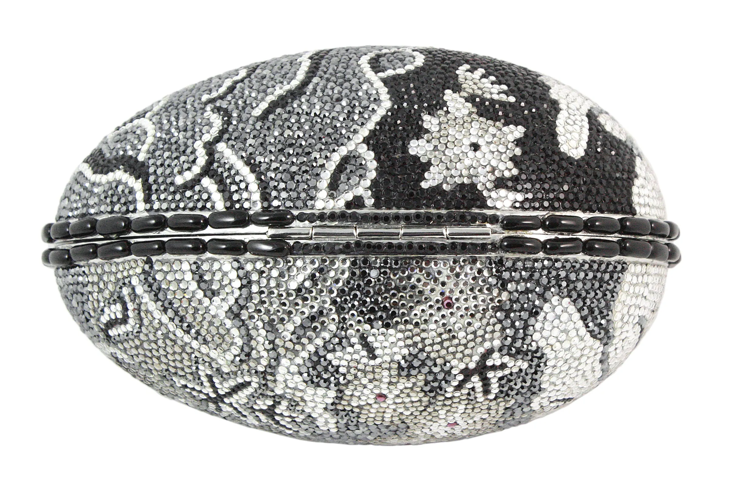 JUDITH LEIBER Black Grey & Silver Rhinestone Egg Clutch