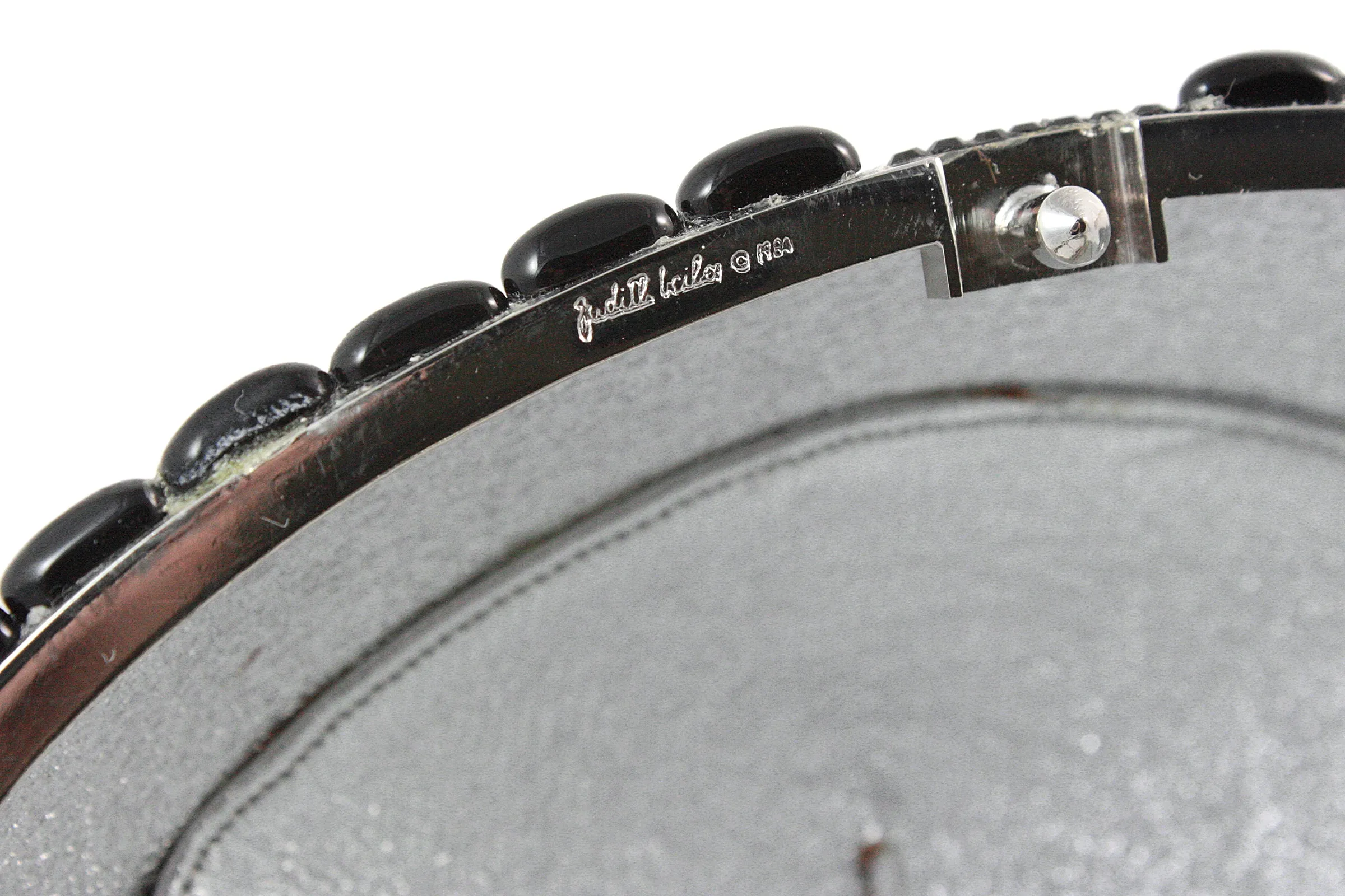 JUDITH LEIBER Black Grey & Silver Rhinestone Egg Clutch