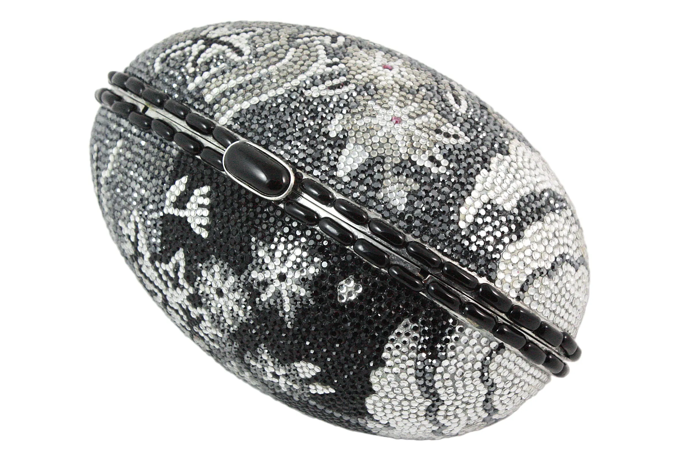 JUDITH LEIBER Black Grey & Silver Rhinestone Egg Clutch