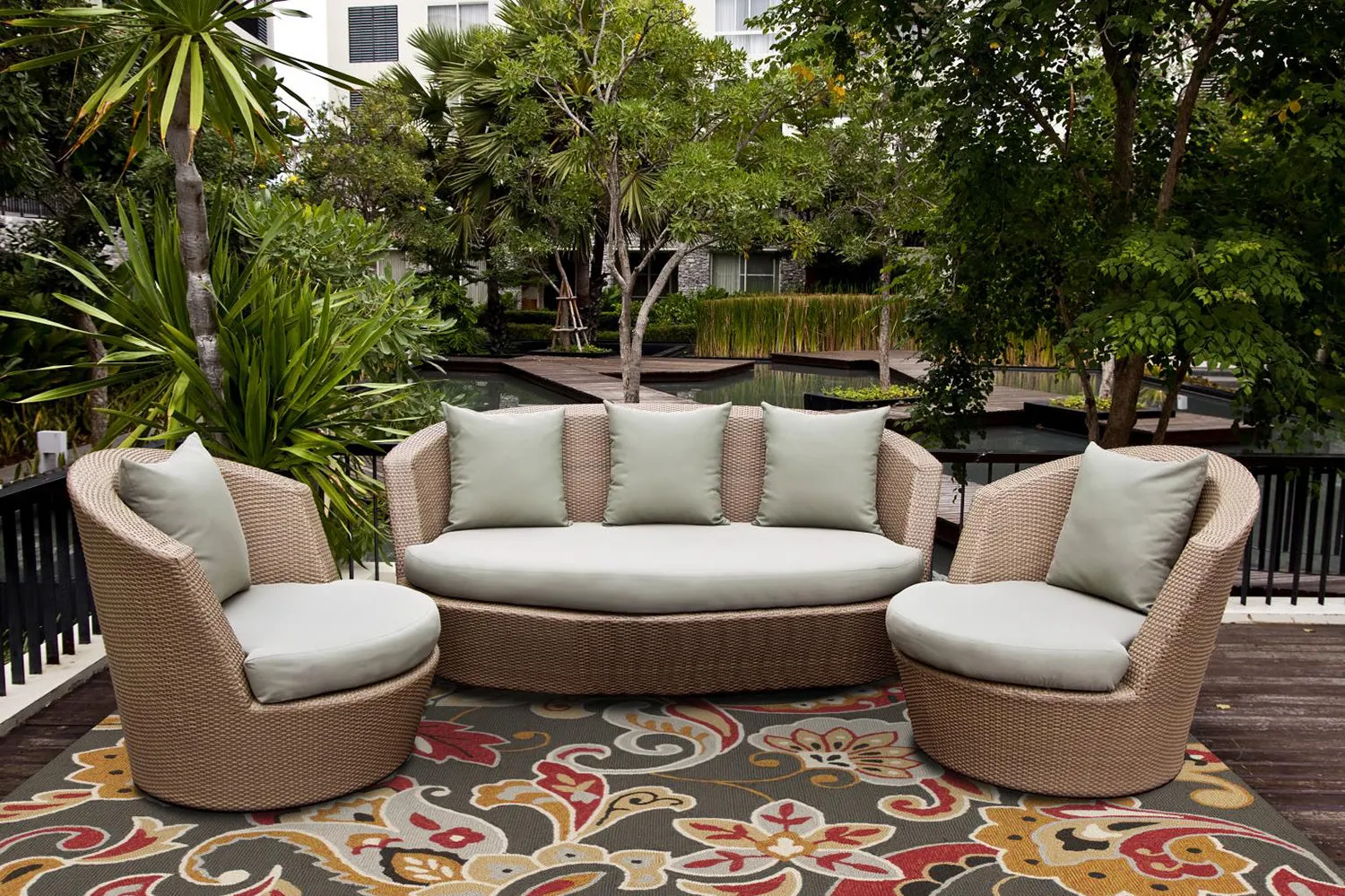 KAS Harbor Taupe Flora Indoor/Outdoor Rug