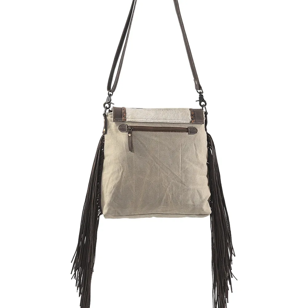 KB257 - KB257 -MESSENGER Real Cowhide Leather and Upcycled Canvas Ladies Bag 14 x 11 KB257 - KB257