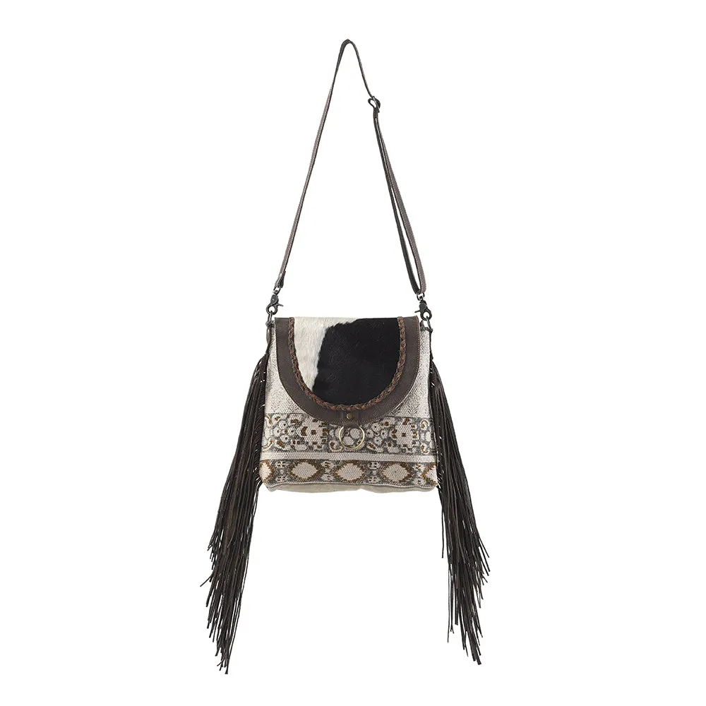 KB257 - KB257 -MESSENGER Real Cowhide Leather and Upcycled Canvas Ladies Bag 14 x 11 KB257 - KB257
