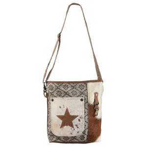 KB303 - KB303-MESSENGER Real Cowhide Leather and Upcycled Canvas Ladies Bag 13 x 12.50 - KB303