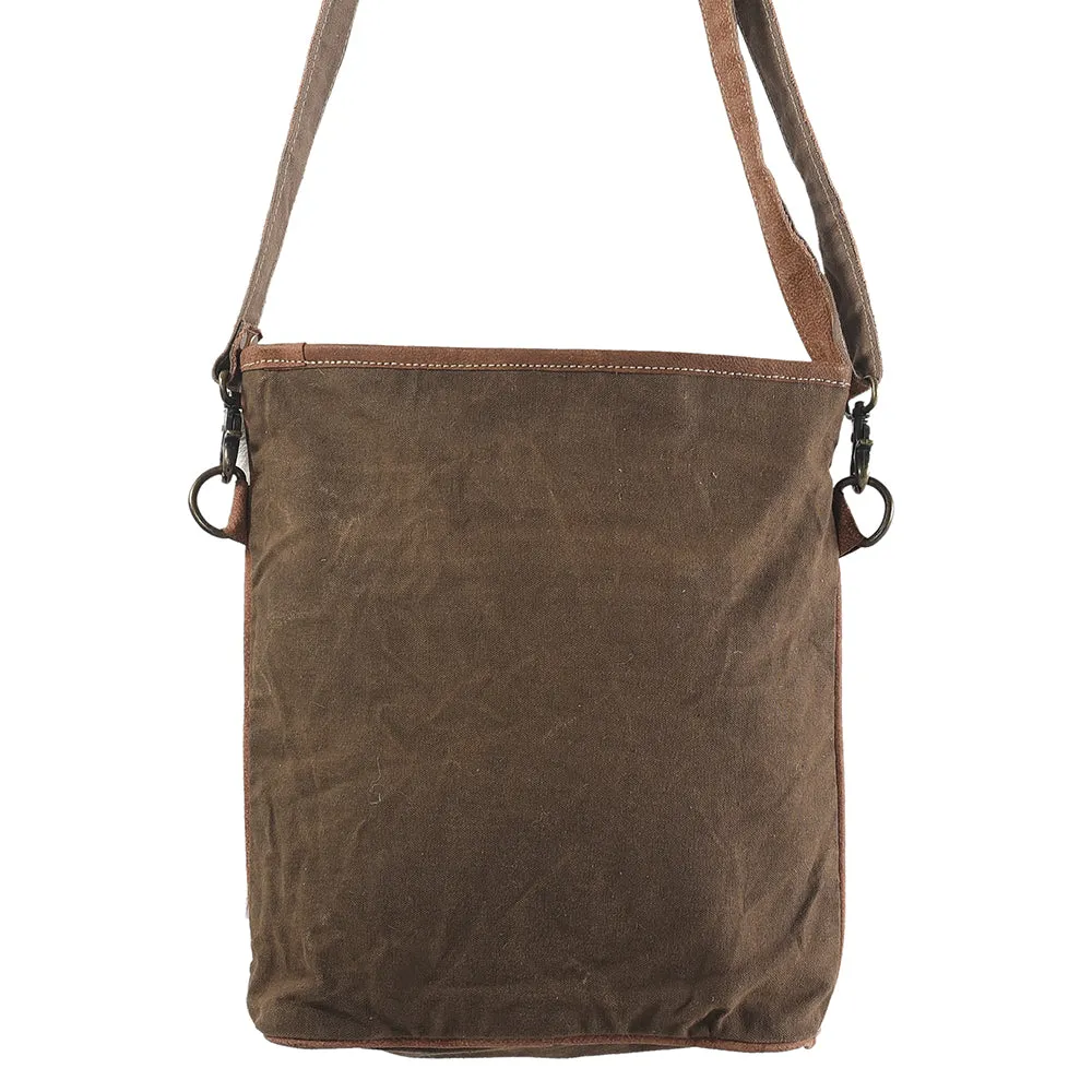 KB303 - KB303-MESSENGER Real Cowhide Leather and Upcycled Canvas Ladies Bag 13 x 12.50 - KB303