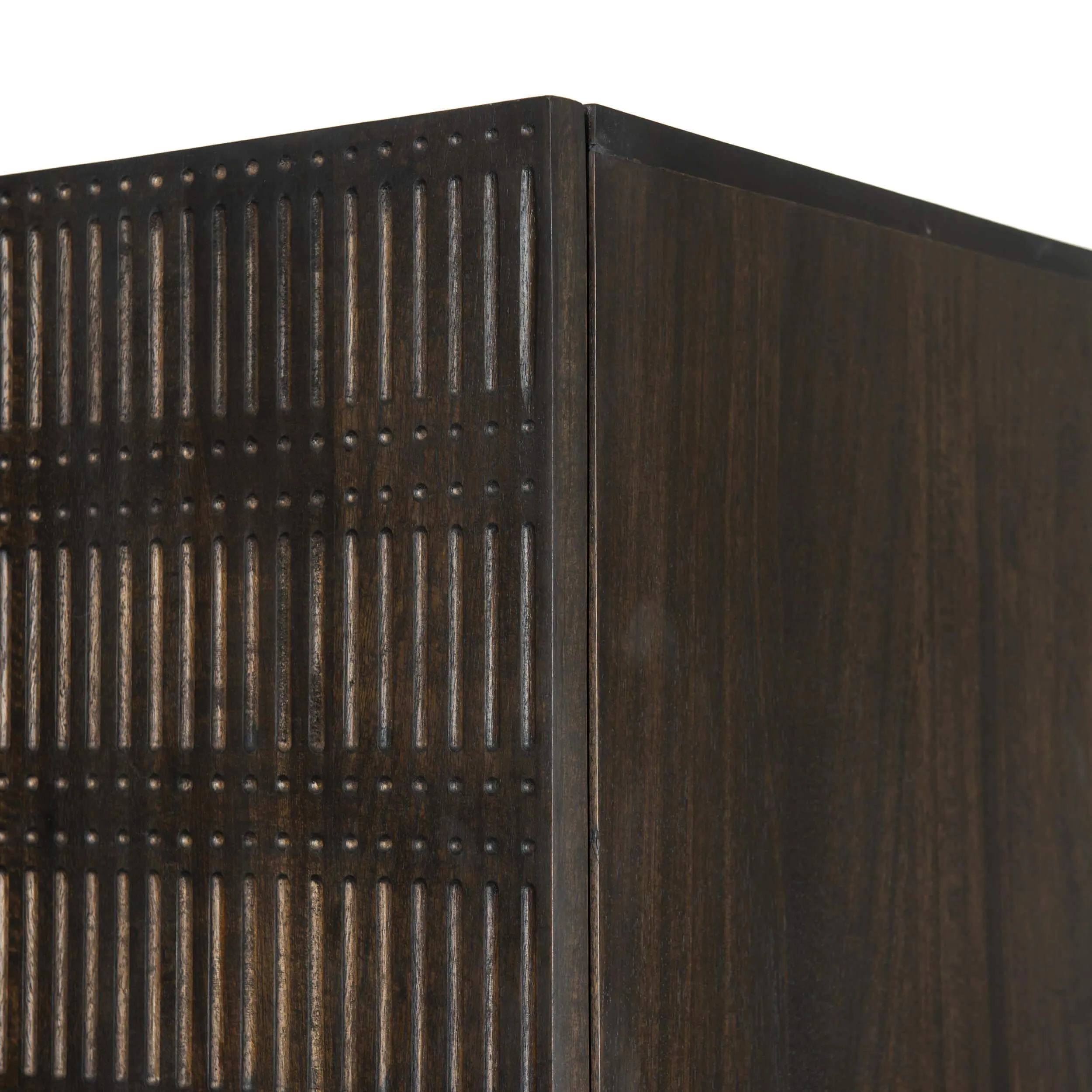 Kelby Cabinet, Carved Vintage Brown