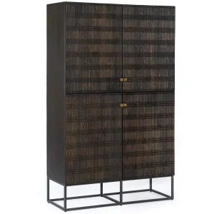 Kelby Cabinet, Carved Vintage Brown