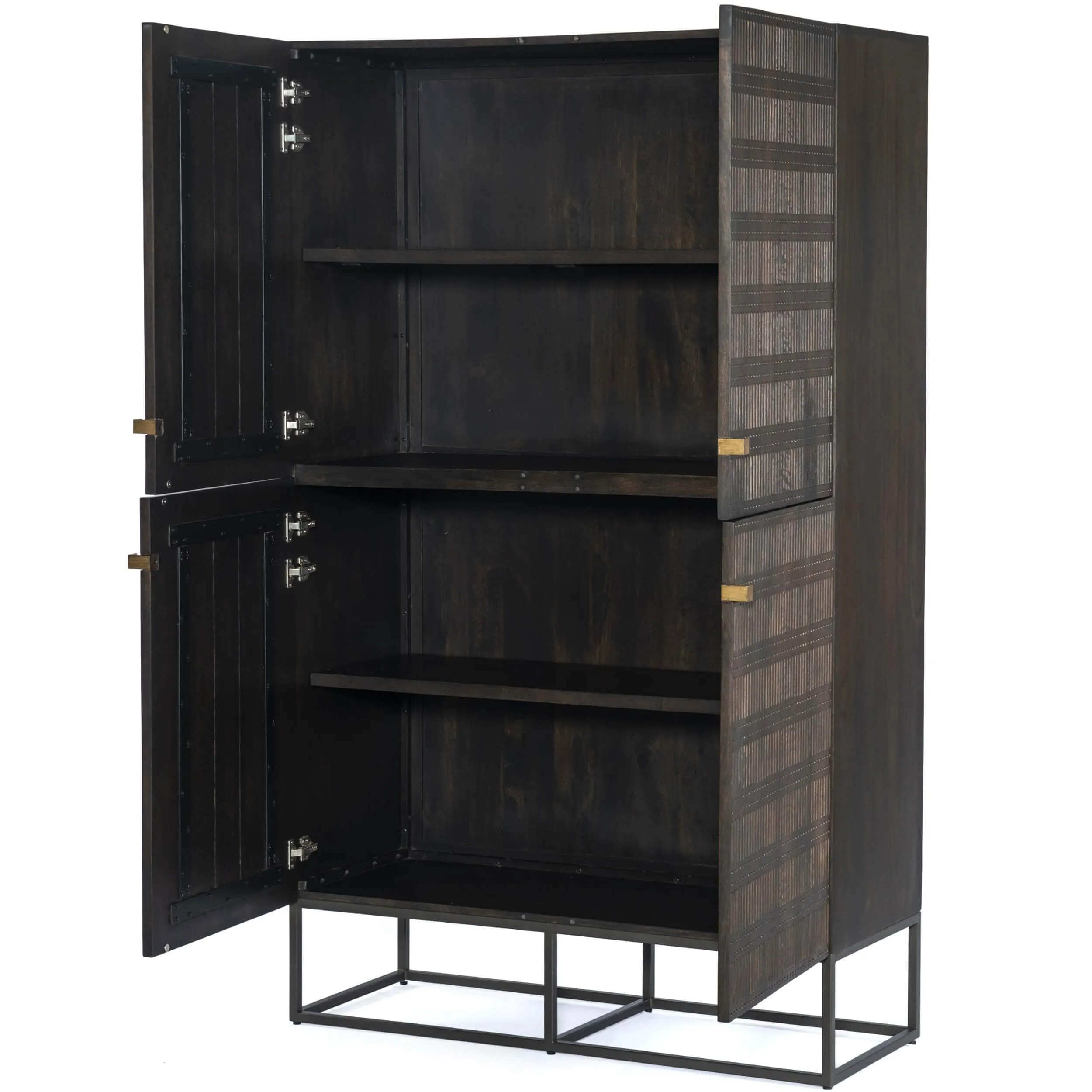 Kelby Cabinet, Carved Vintage Brown