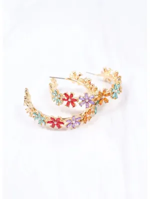 Kene Stone Flower Hoop Earring