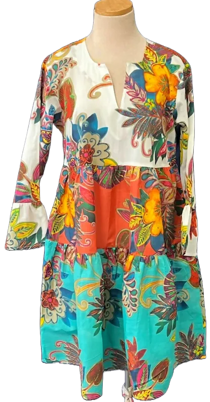 KikiSol Multi-Colored Fiji 3 Ruffle Dress