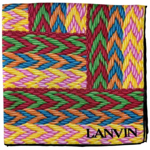 Lanvin Scarf Multi Colored Herringbone Design - Twill Silk Scarf