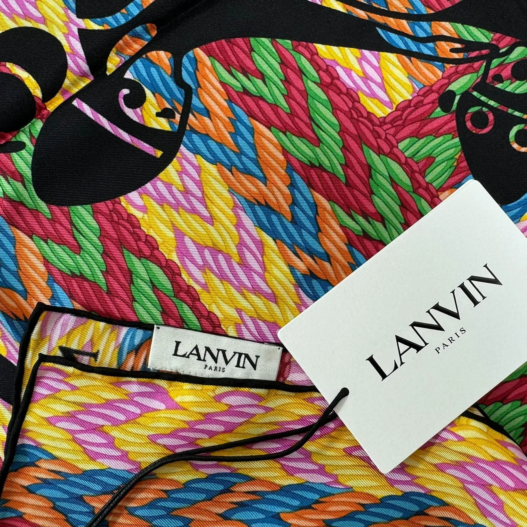 Lanvin Scarf Multi Colored Herringbone Design - Twill Silk Scarf