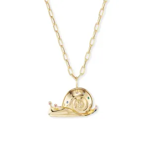 Large All Gold Snail Pendant with Pave Slime Bottom