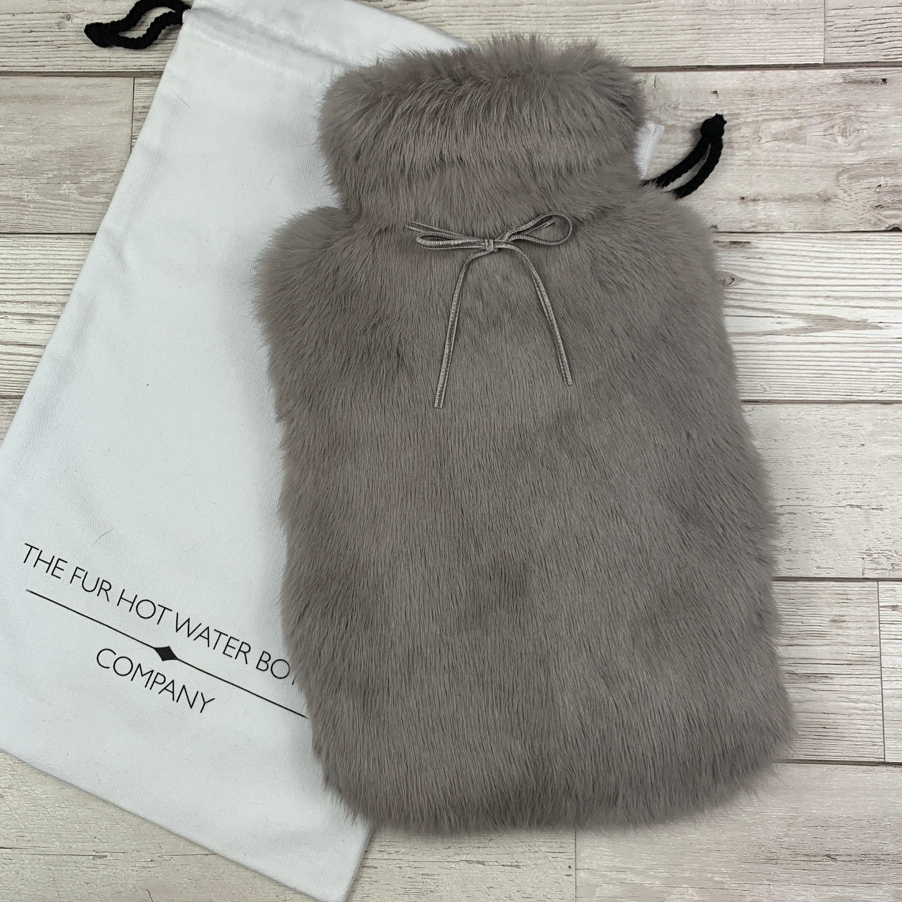 Large Grey Rabbit Fur Hot Water Bottle Cover | The Fur Hot Water Bottle Company