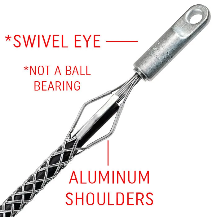 Lewis Manufacturing Cable Pulling Grips Overhead - Double Weave with Hardened Steel Rotating Eye
