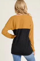 Long Sleeve Multi-Colored Top with Pocket