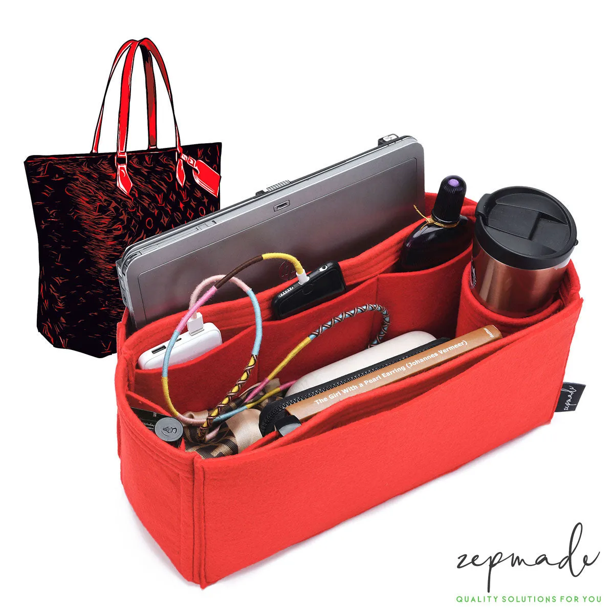 Louis Vuitton All-In Purse Organizer Insert, Bag Organizer with Laptop Compartment and Single Bottle Holder