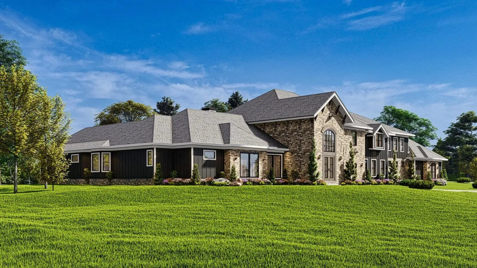 Luxurious 7-bedroom home with spacious living and elegant outdoor spaces.