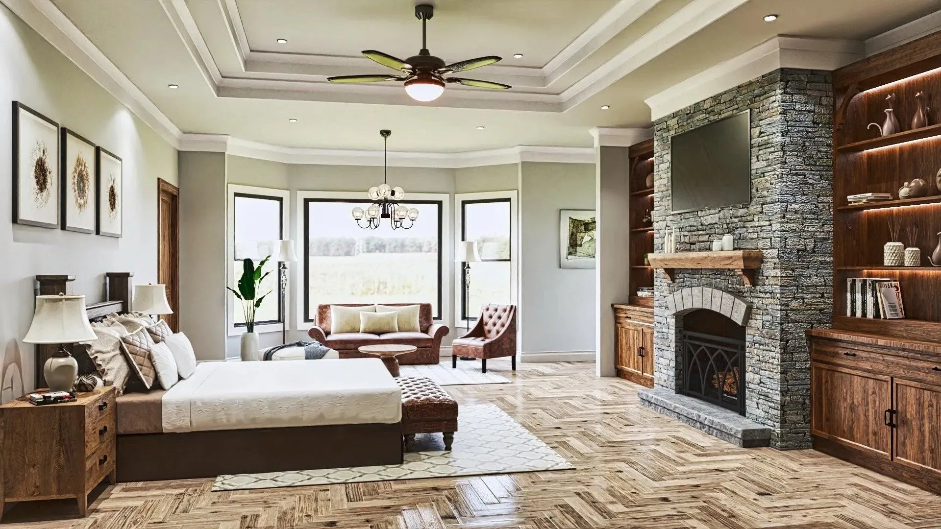 Luxurious 7-bedroom home with spacious living and elegant outdoor spaces.