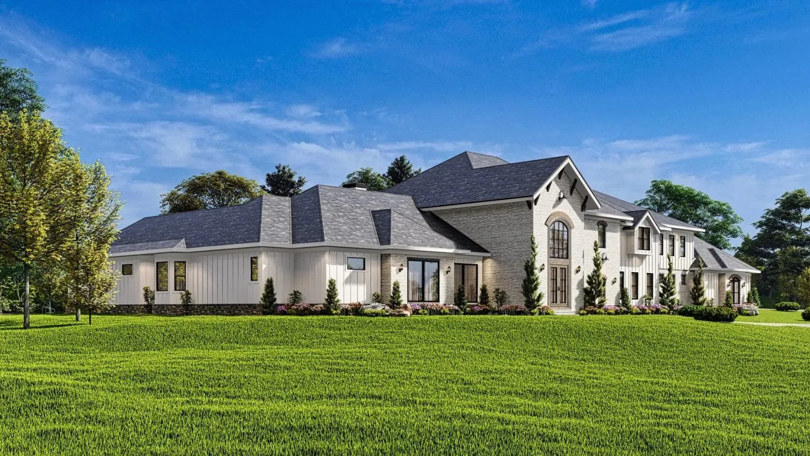 Luxurious 7-bedroom home with spacious living and elegant outdoor spaces.