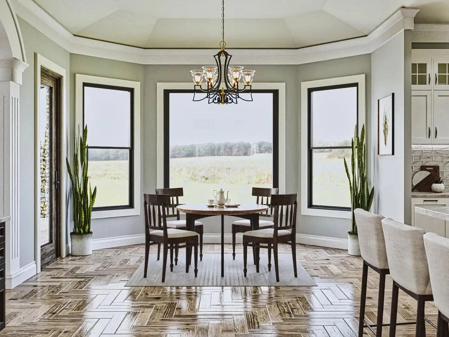 Luxurious 7-bedroom home with spacious living and elegant outdoor spaces.
