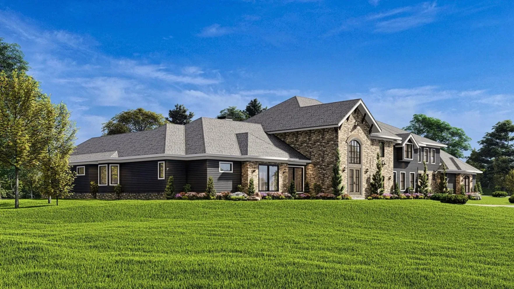 Luxurious 7-bedroom home with spacious living and elegant outdoor spaces.