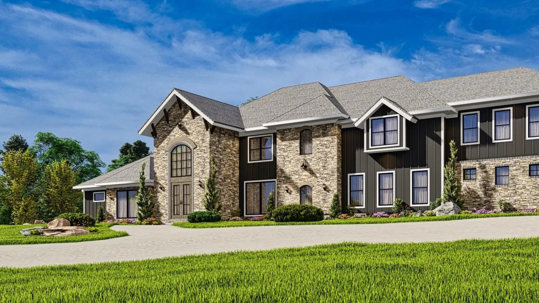 Luxurious 7-bedroom home with spacious living and elegant outdoor spaces.