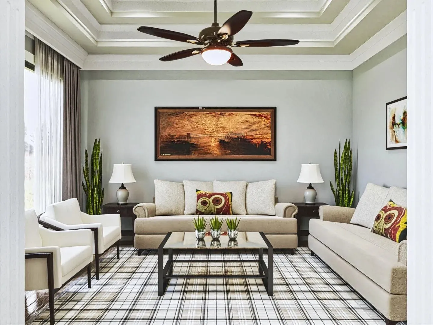 Luxurious 7-bedroom home with spacious living and elegant outdoor spaces.