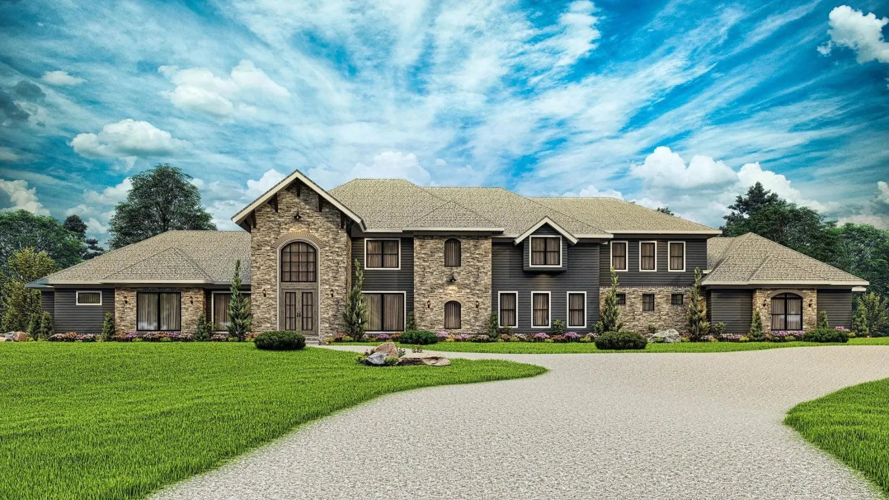 Luxurious 7-bedroom home with spacious living and elegant outdoor spaces.