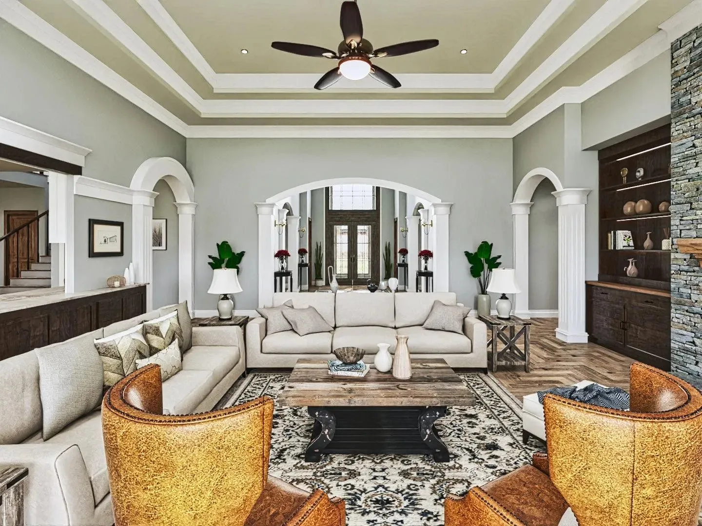 Luxurious 7-bedroom home with spacious living and elegant outdoor spaces.