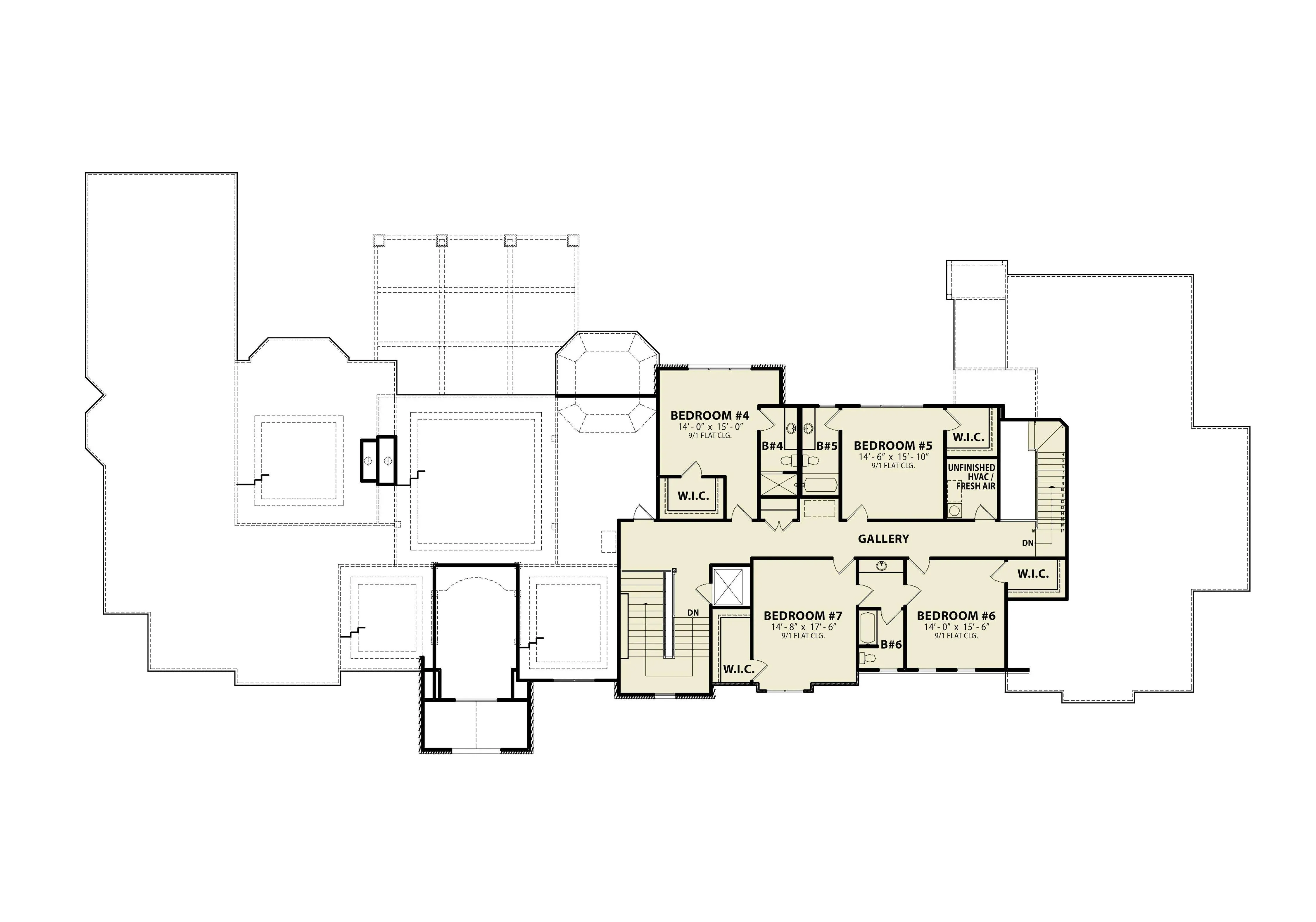 Luxurious 7-bedroom home with spacious living and elegant outdoor spaces.