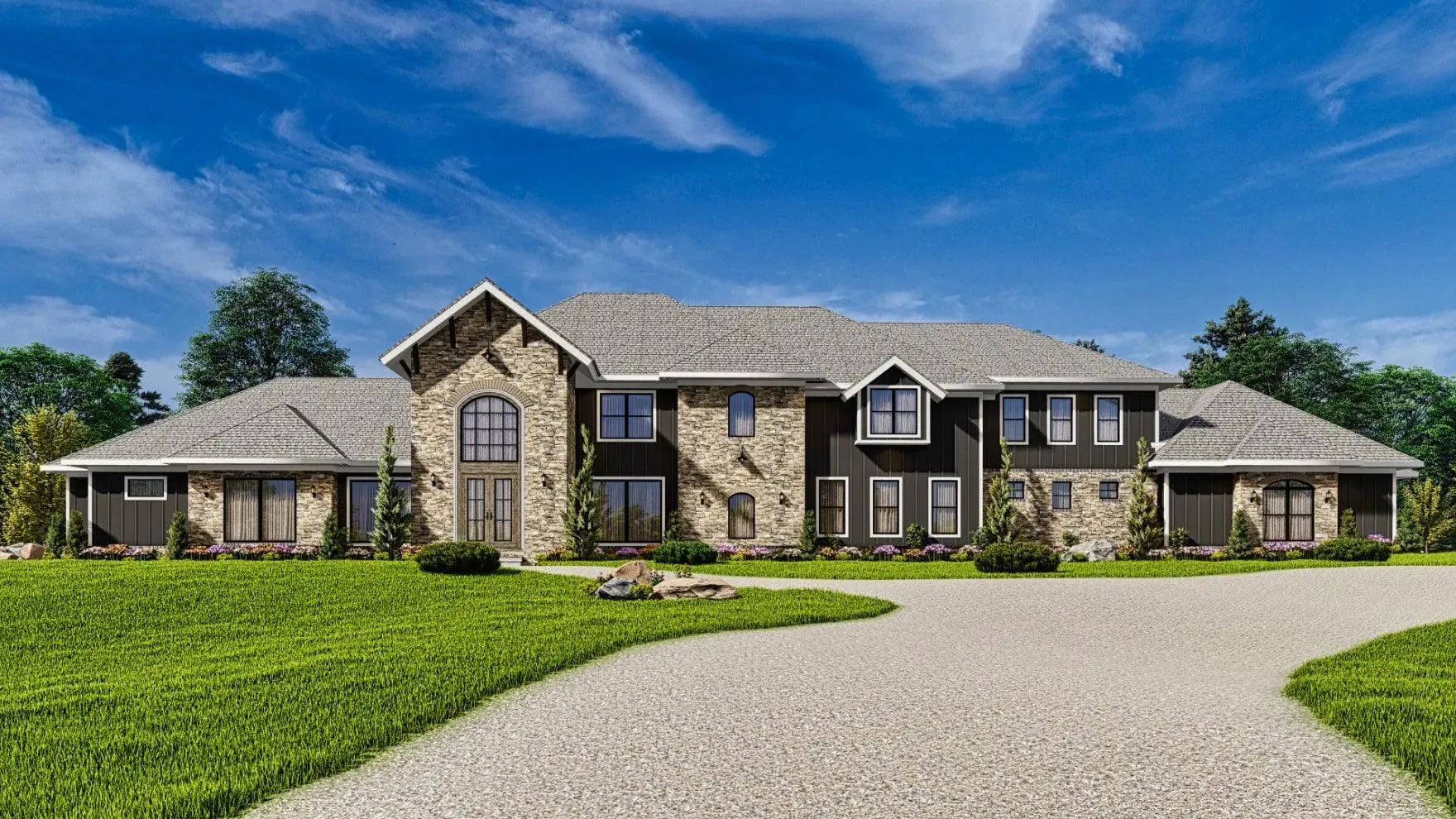 Luxurious 7-bedroom home with spacious living and elegant outdoor spaces.
