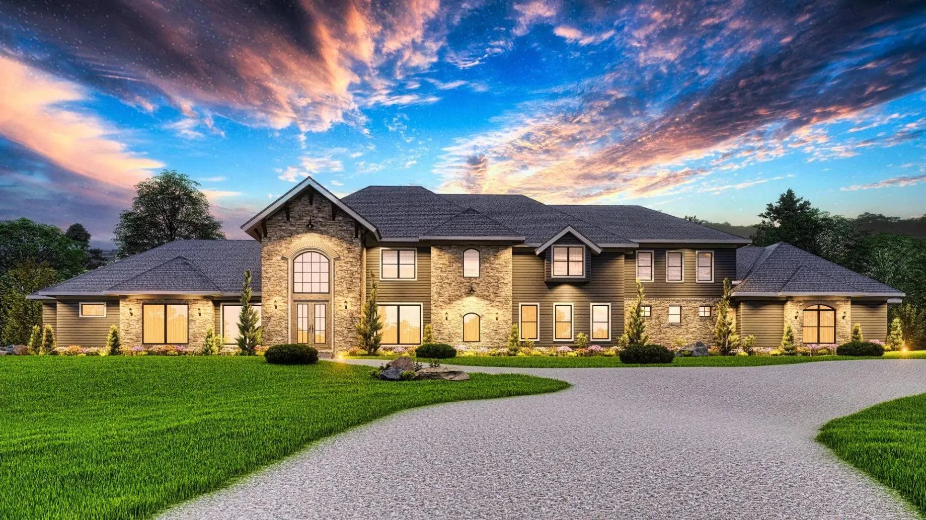 Luxurious 7-bedroom home with spacious living and elegant outdoor spaces.