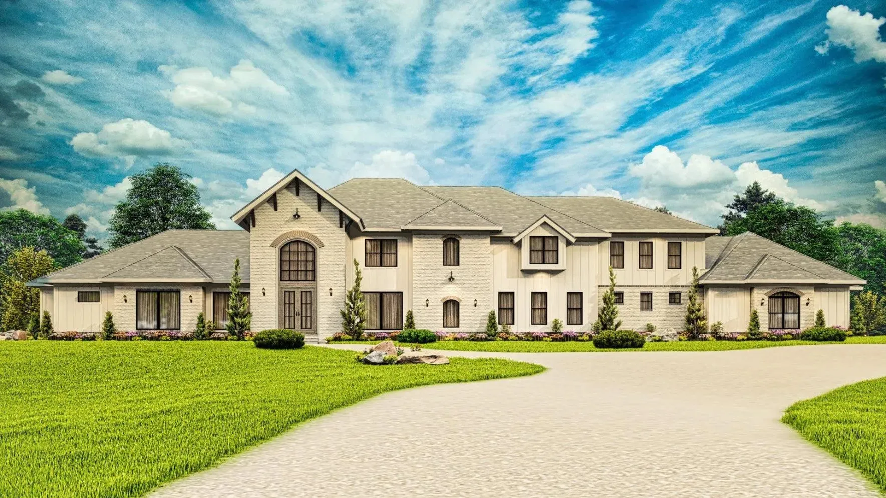 Luxurious 7-bedroom home with spacious living and elegant outdoor spaces.