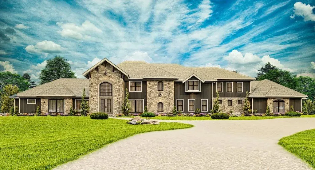 Luxurious 7-bedroom home with spacious living and elegant outdoor spaces.
