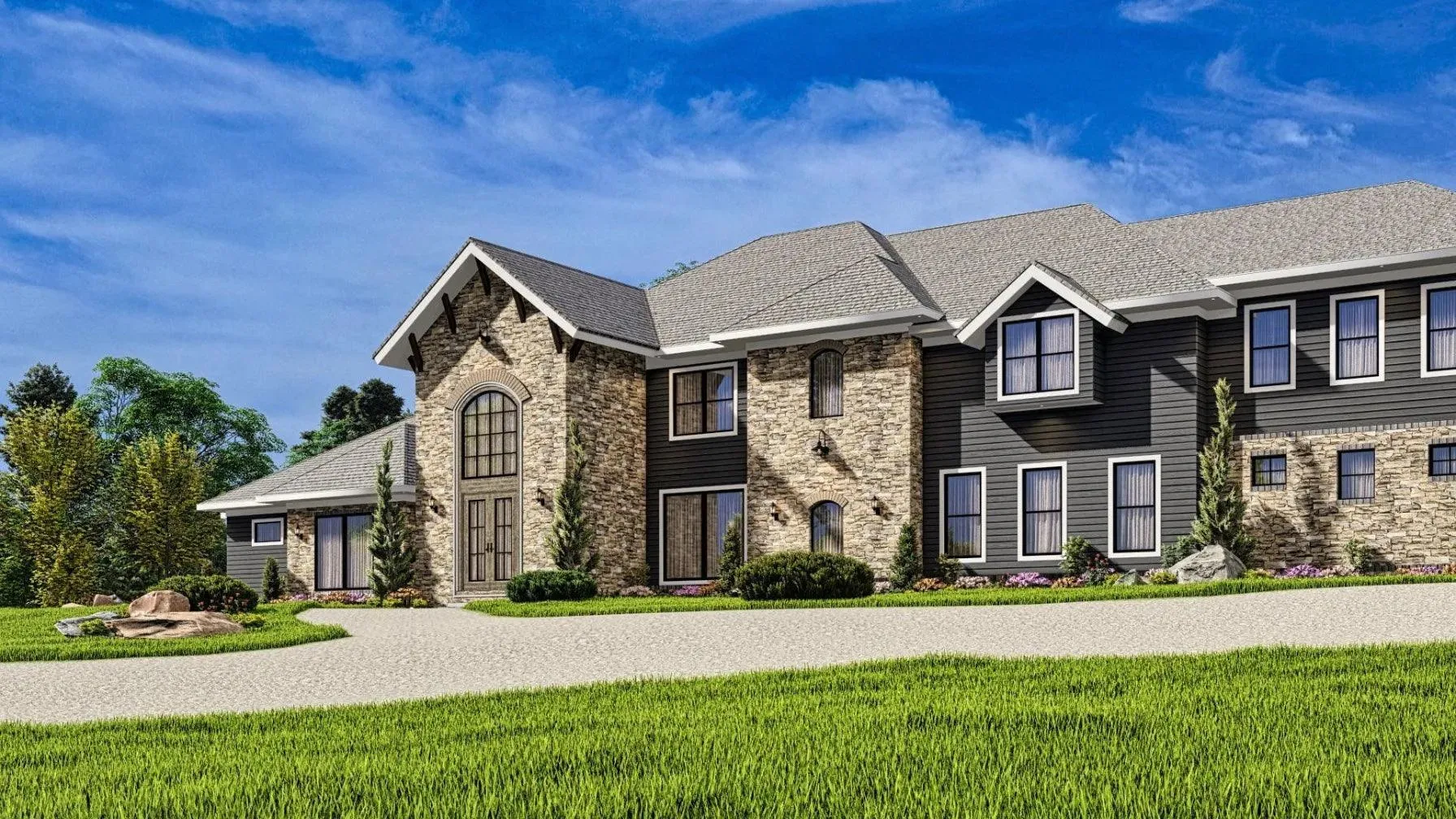Luxurious 7-bedroom home with spacious living and elegant outdoor spaces.