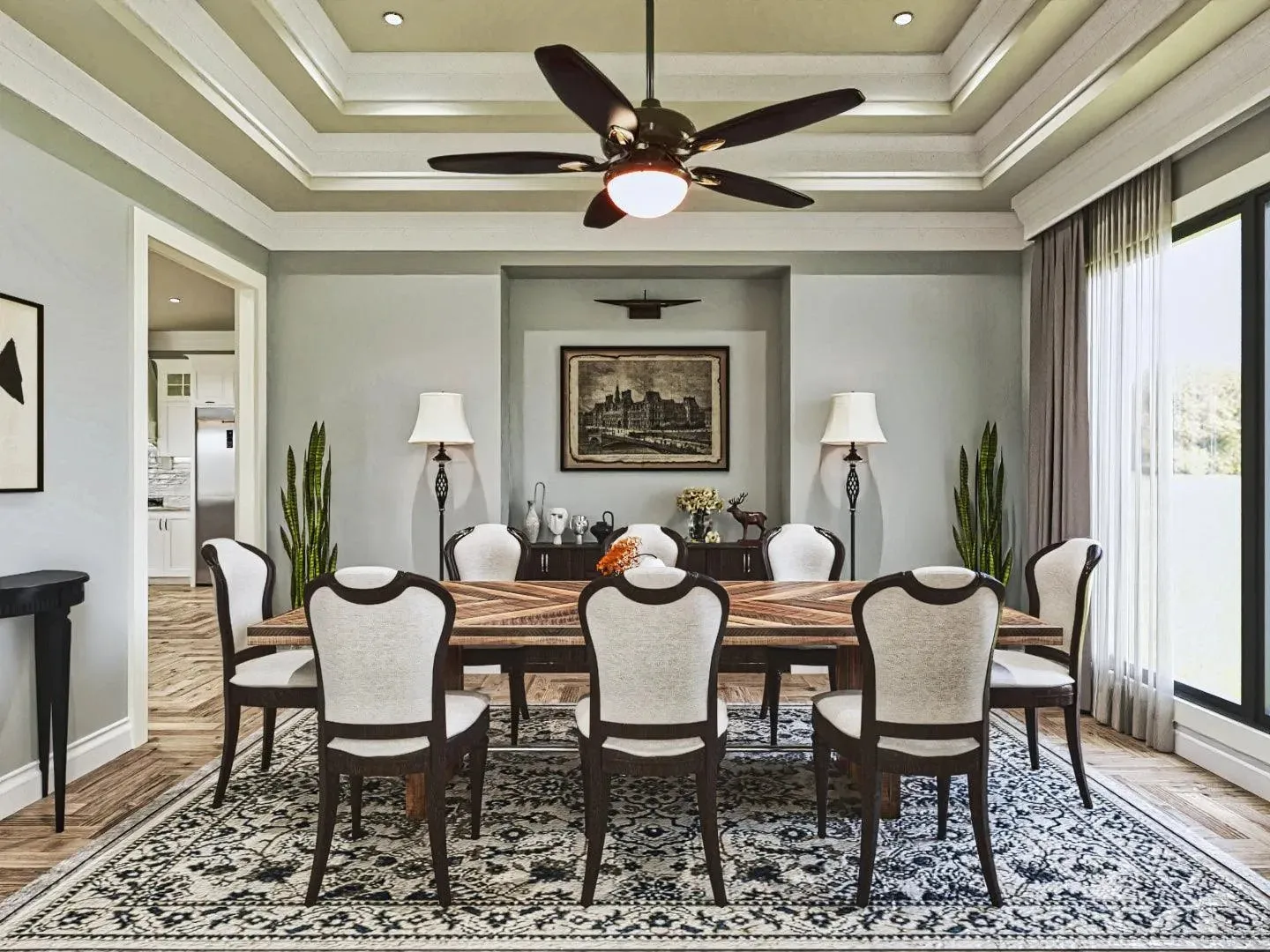 Luxurious 7-bedroom home with spacious living and elegant outdoor spaces.