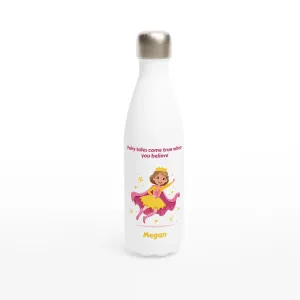 Magical Princess White 17oz Stainless Steel Water Bottle   Personalised Name