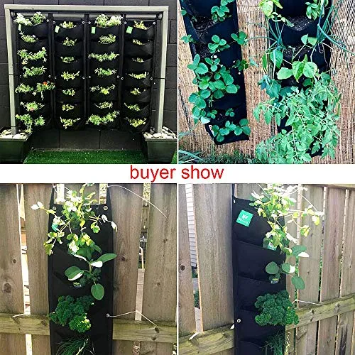 Meiwo New Upgraded Deeper and Bigger 7 Pocket Hanging Vertical Garden Wall Planter for Yard Garden Home Decoration
