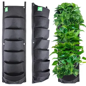 Meiwo New Upgraded Deeper and Bigger 7 Pocket Hanging Vertical Garden Wall Planter for Yard Garden Home Decoration