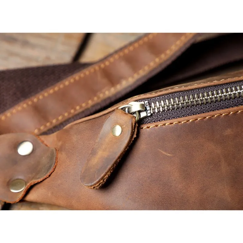 Men's Leather Simple Sling Bag