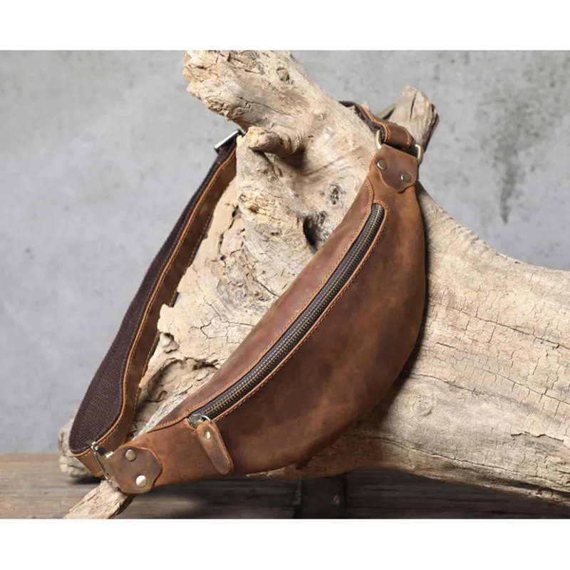 Men's Leather Simple Sling Bag