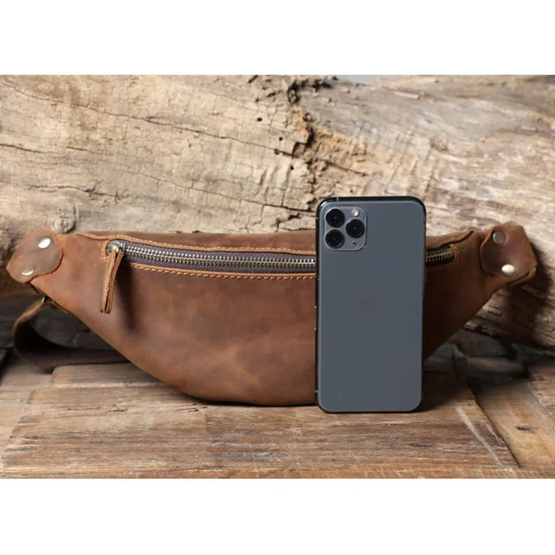 Men's Leather Simple Sling Bag