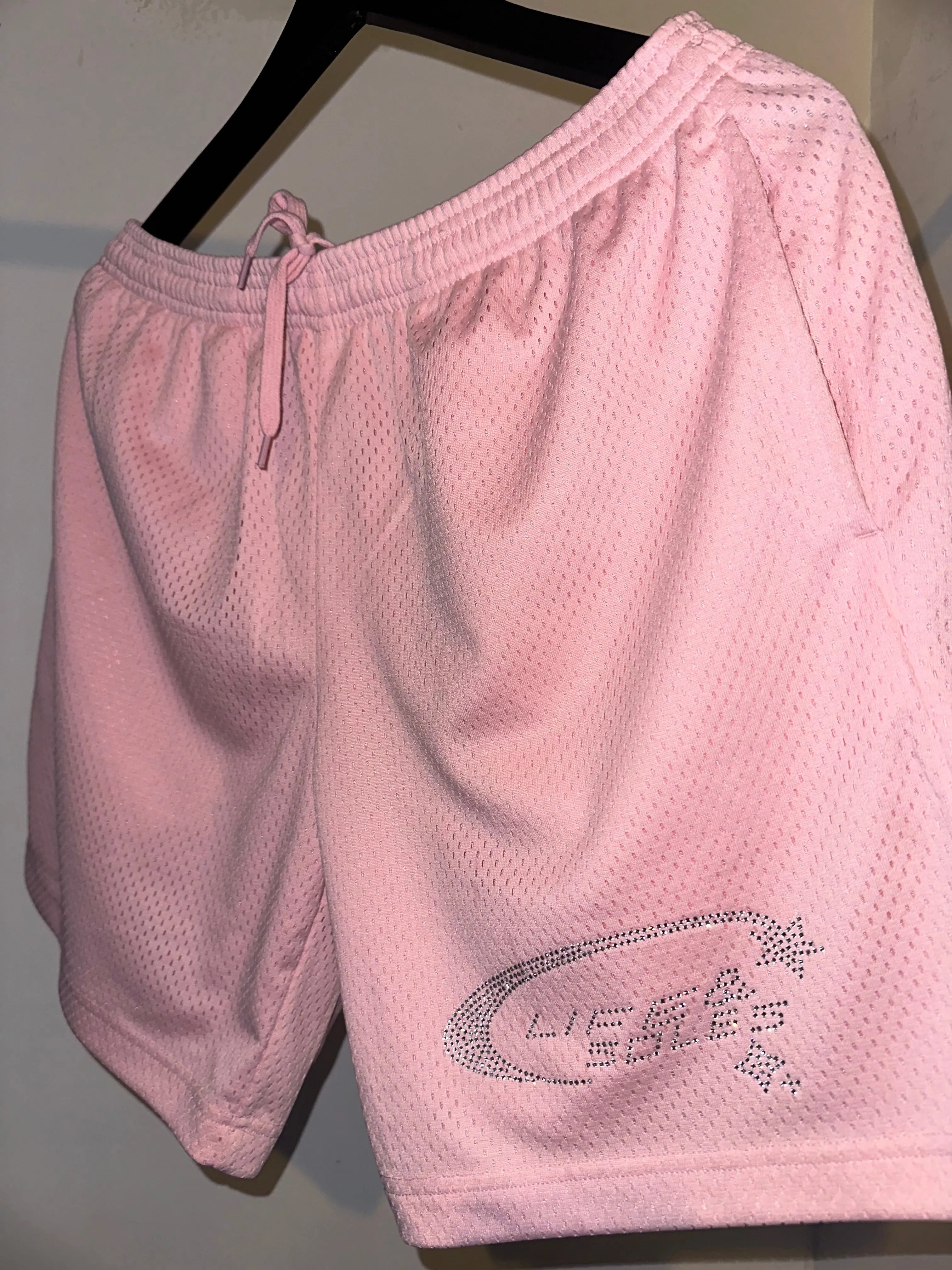Mesh “Shooting Star” Rhinestone Shorts