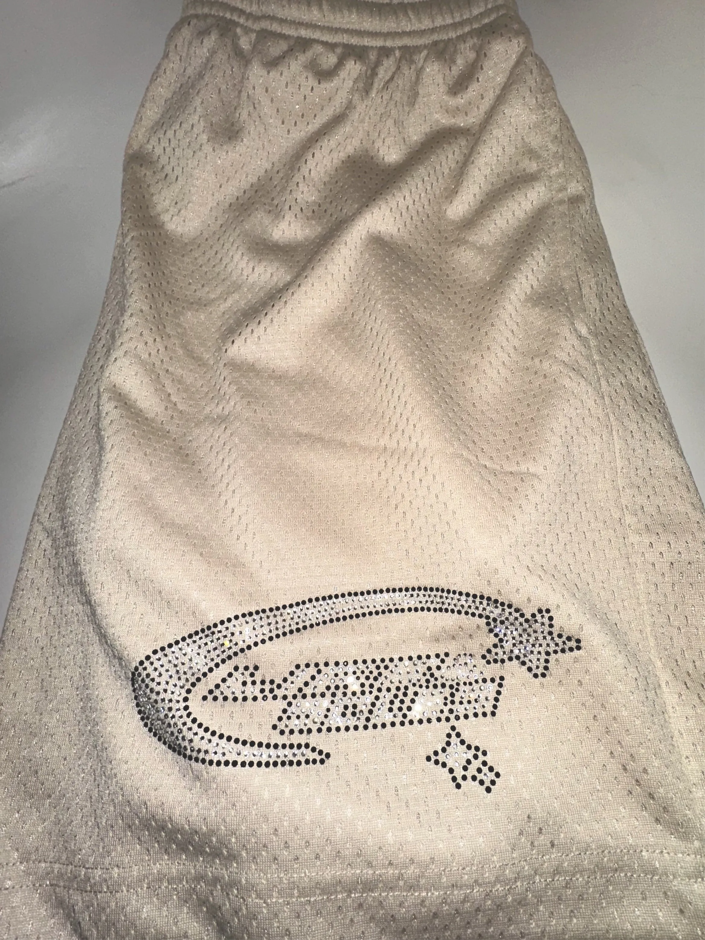 Mesh “Shooting Star” Rhinestone Shorts